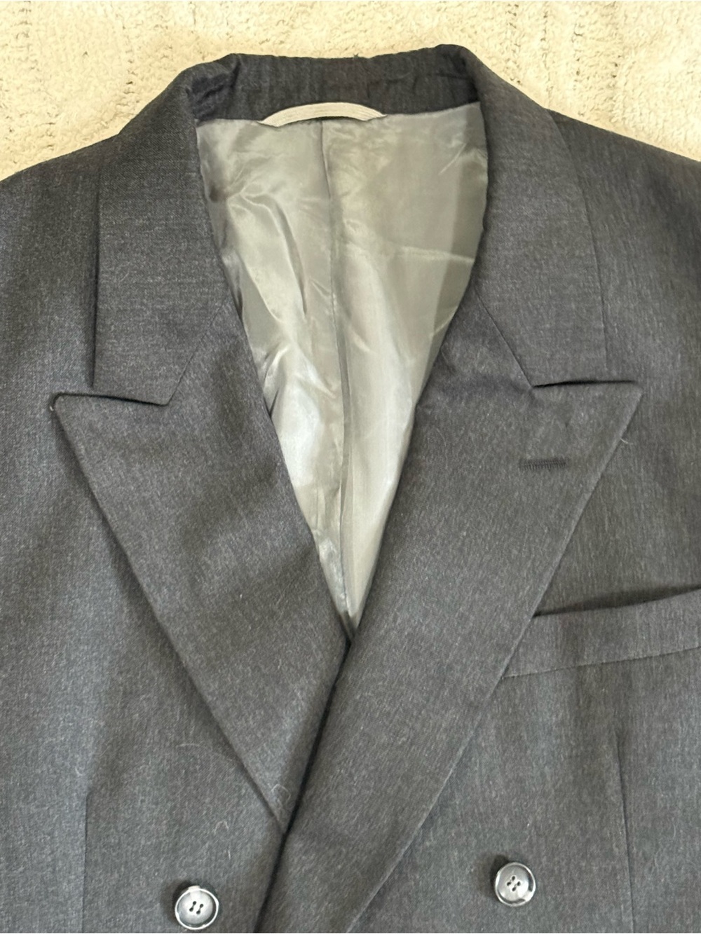 De Vonaire Charcoal Gray Wool Double Breasted Blazer Large - Picture 5 of 14